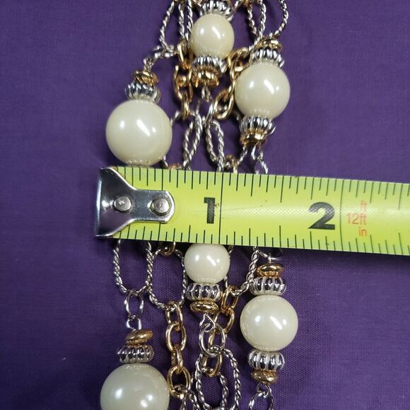 Bijoux Stella Multistrand Mixed Metals Faux Pearl Bracelet, NWT - Picture 7 of 12
